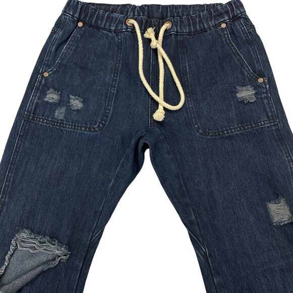 One Teaspoon Shabbies Drawstring Boyfriend Denim Jean Women XS Destroyed - Picture 2 of 16